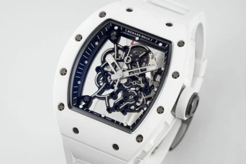RM055 APSF White Cer/RU Skeleton Dial On White Rubber Strap - Image 2