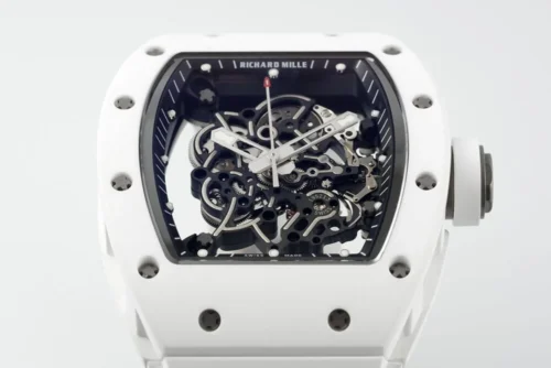 RM055 APSF White Cer/RU Skeleton Dial On White Rubber Strap - Image 4