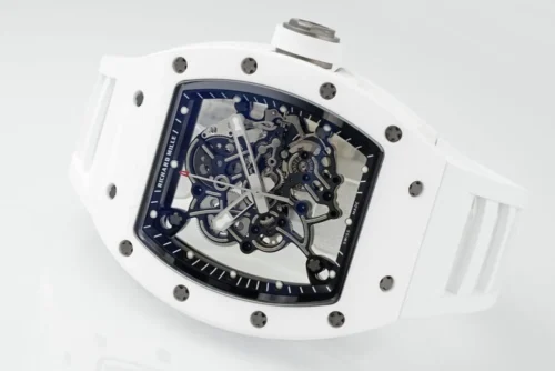 RM055 APSF White Cer/RU Skeleton Dial On White Rubber Strap - Image 5