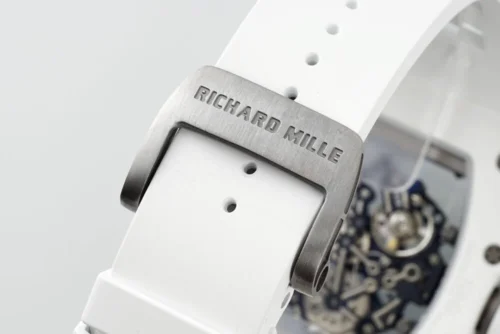 RM055 APSF White Cer/RU Skeleton Dial On White Rubber Strap - Image 7