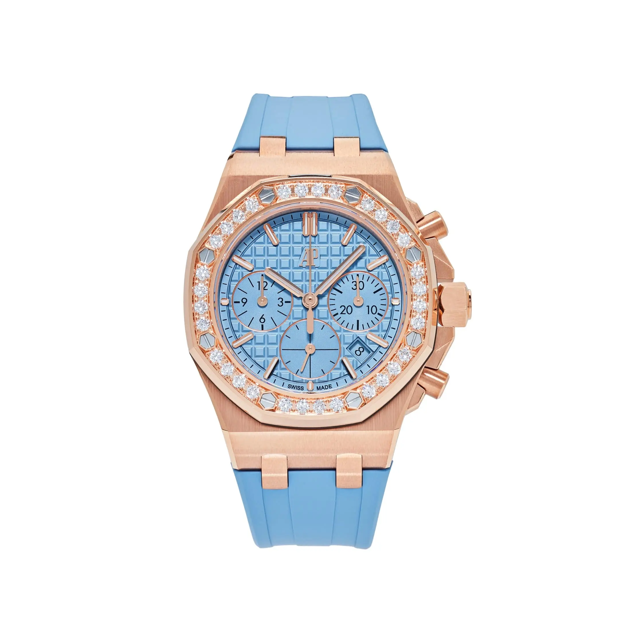 Audemars Piguet Royal Oak Offshore Chronograph Rose Gold Blue Dial Diamond Beze