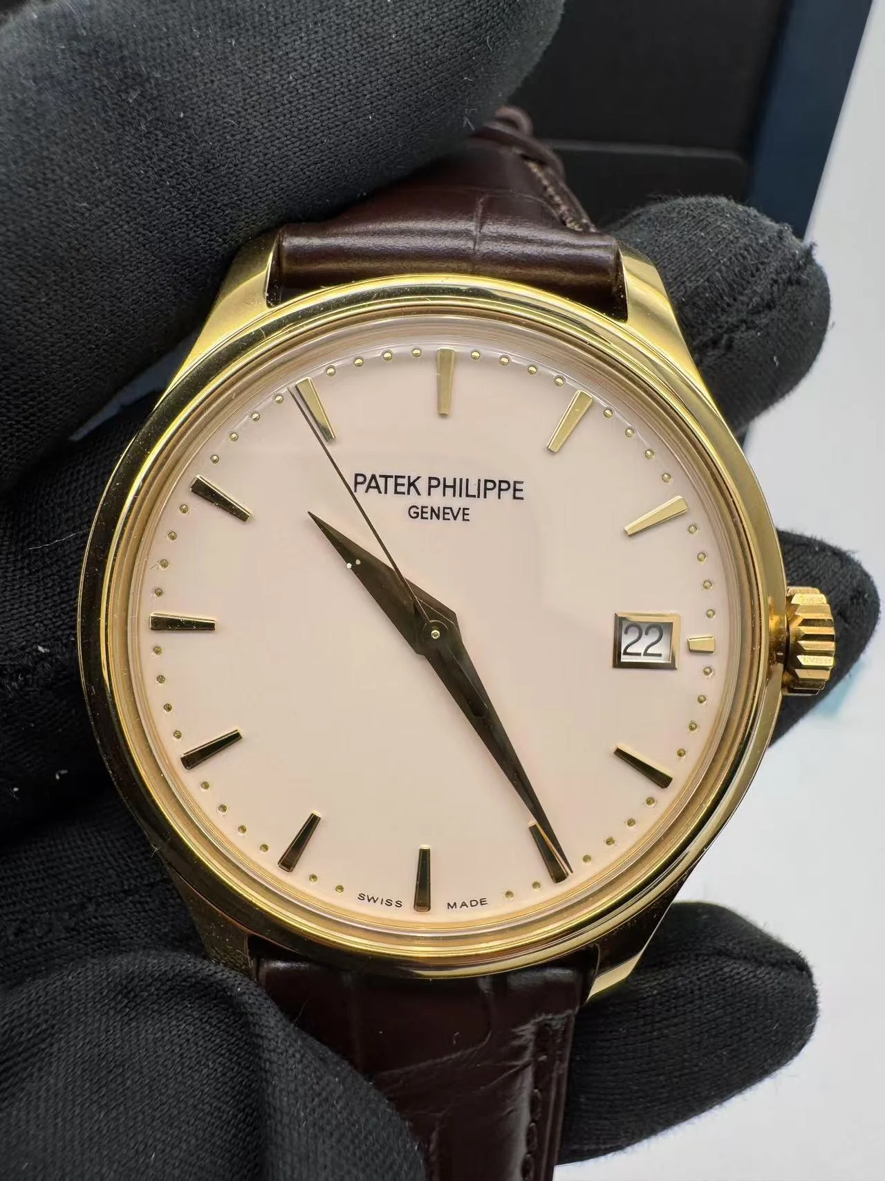 Patek Philippe 39mm Calatrava Watch Ivory Dial 5227J