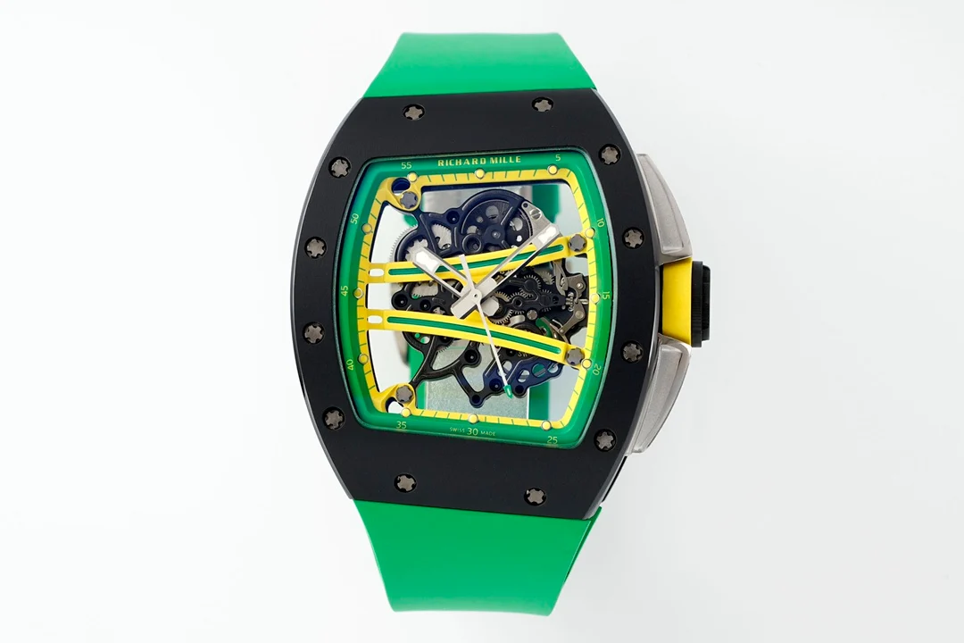 RM61-01 APSF Black Ceramic/RU Skeleton Dial on Green Rubber Strap RMUL2 Super Clone