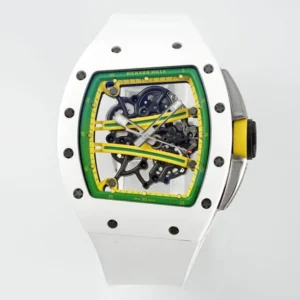 RM61-01 APSF White Ceramic/RU Skeleton Dial on White Rubber Strap