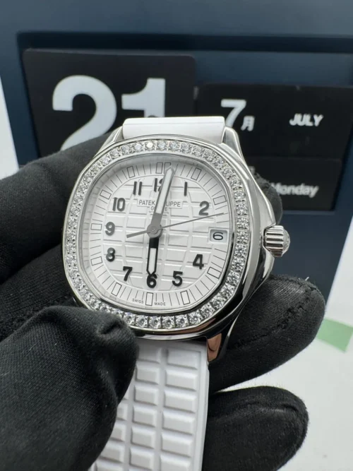 Aquanaut 5067A SS PPF 1:1 Best Edition White Textured Dial on White Rubber Strap RONDA Quartz - Image 3