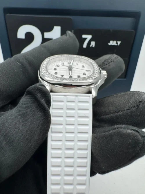 Aquanaut 5067A SS PPF 1:1 Best Edition White Textured Dial on White Rubber Strap RONDA Quartz - Image 8