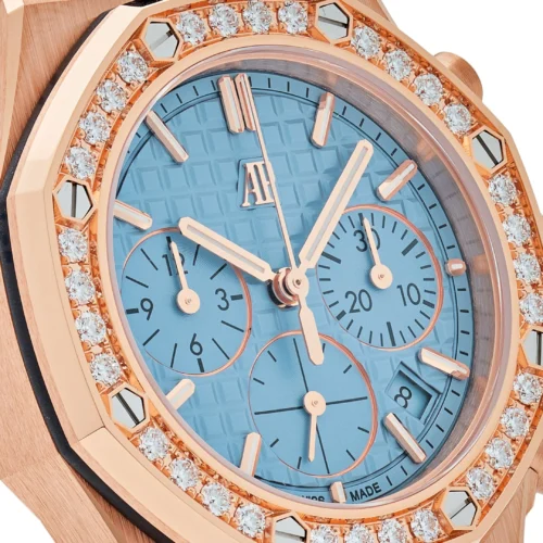 Audemars Piguet Royal Oak Offshore Chronograph Rose Gold Blue Dial Diamond Beze - Image 4