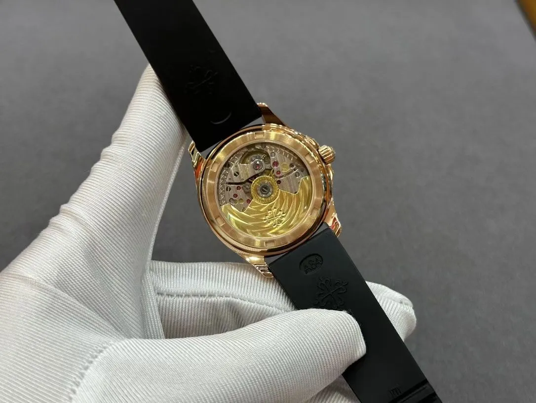 Aquanaut 5067A RG PPF 1:1 Best Edition Black Textured Dial on Black Rubber Strap Ronda Quartz - Image 6