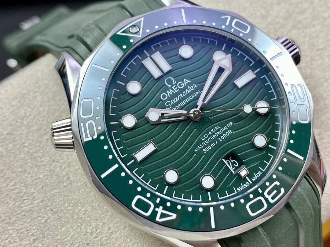 Omega 2022 Green Seahorse 300 with Black Balance Wheel 8800 Movement - Image 3