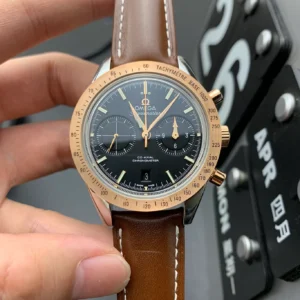 OMEGA Speedmaster ’57 41.5mm, Steel – Red Gold on Leather Strap
