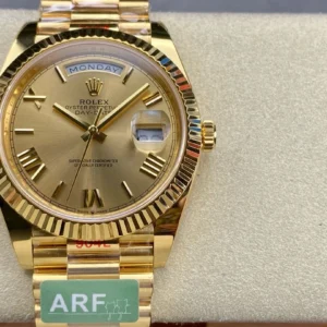 Rolex Daydate Presidential Gold Dial Roman Numerals Weighted Version Super Clone
