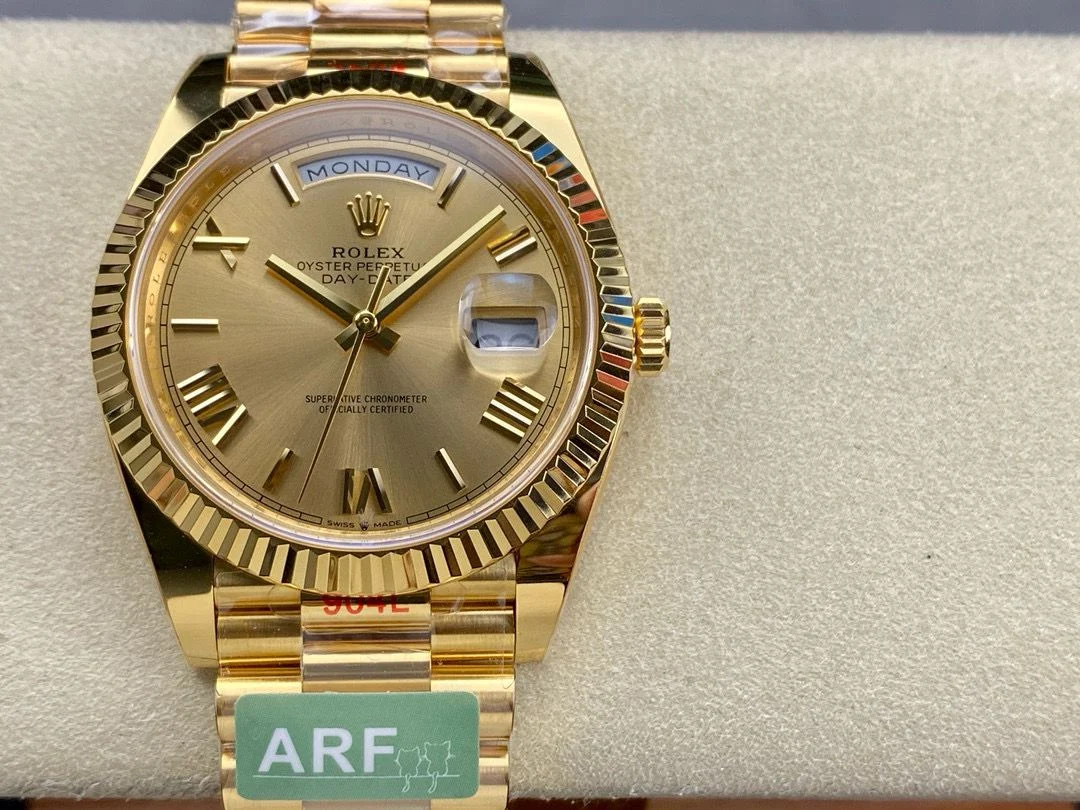 Rolex Daydate Presidential Gold Dial Roman Numerals Weighted Version Super Clone