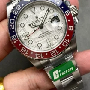 Rolex GMT-Master II watch: 18 kt white gold meteorite dial