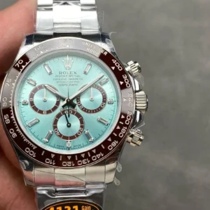 Rolex Daytona Platinum Ice Blue Baguette Diamond Dial Super Clone